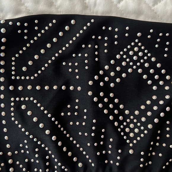 New BEACH RIOT Kelsey embellished strapless bandeau swim bikini top black size S - Picture 3 of 7
